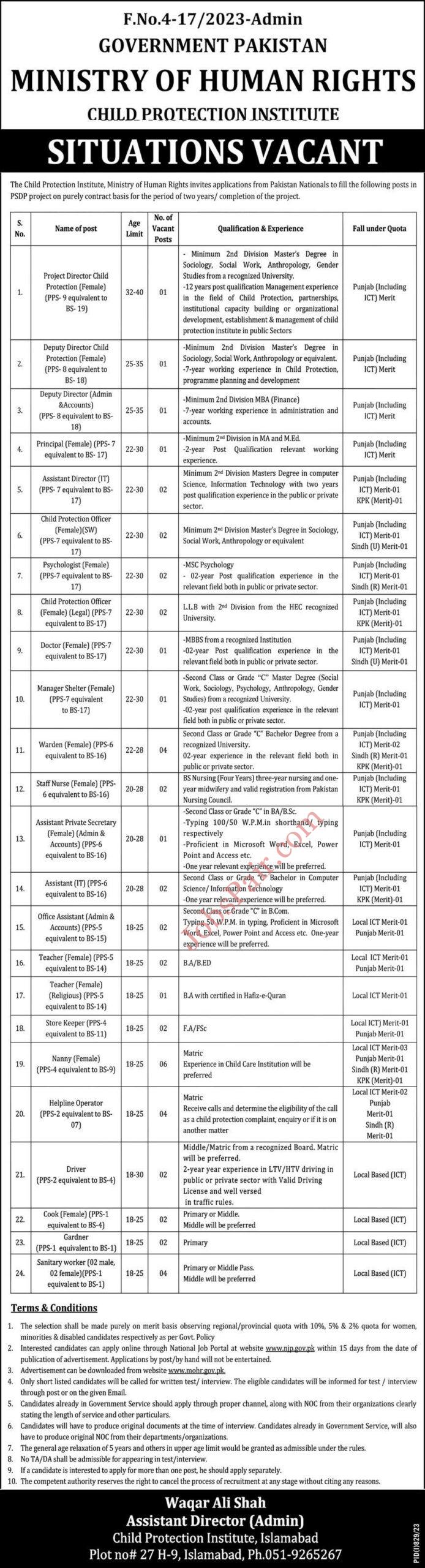 Ministry of Human Rights Jobs 2023