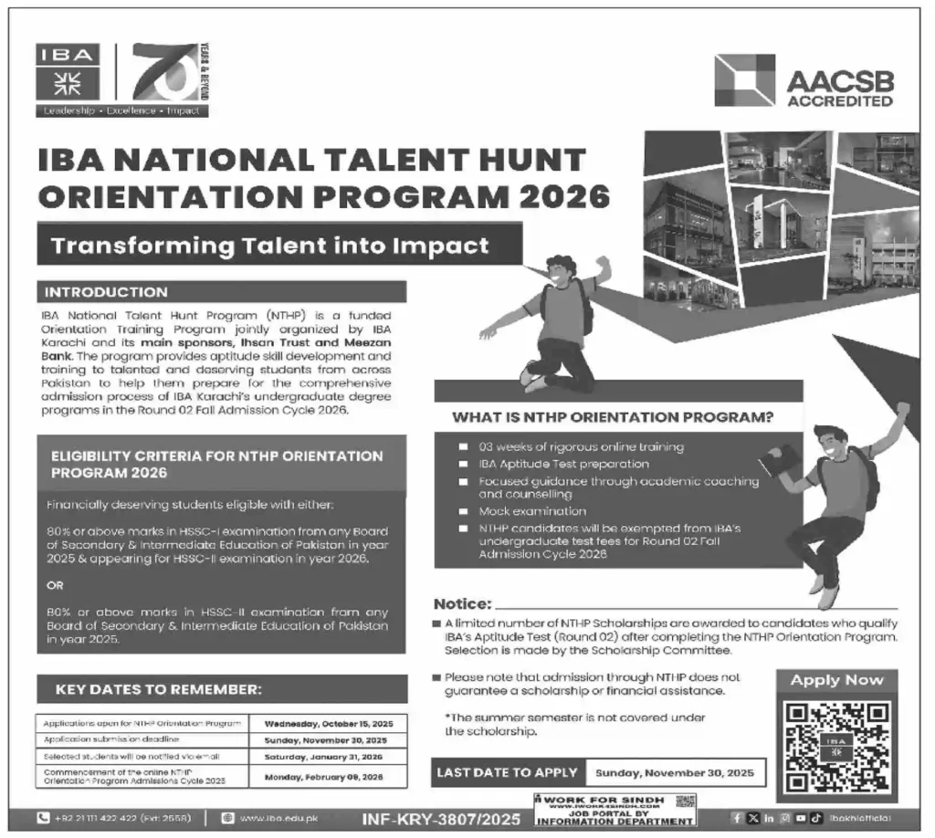 IBA Karachi Admissions 2026 Open – Talent Hunt Program